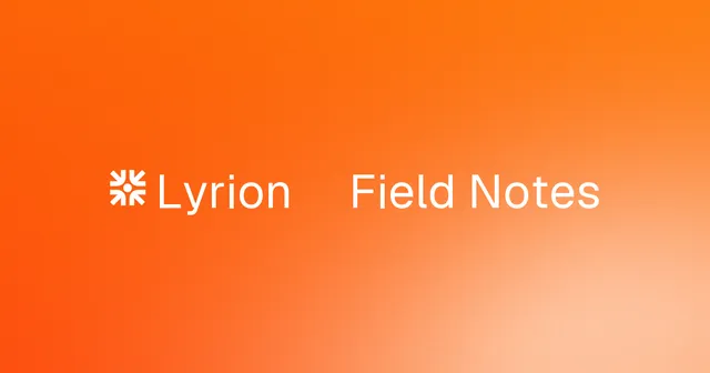 Lyrion Field Notes, on an orange gradient