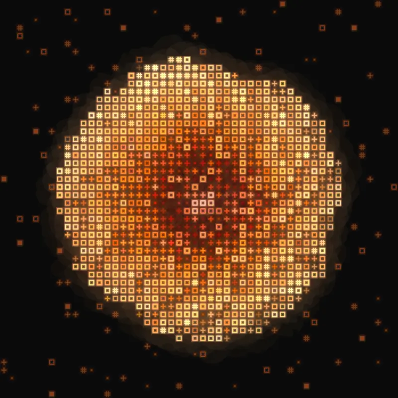 Glyph rendering of an orange ball of cells