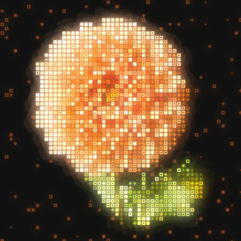 Glyph rendering of an orange dahlia